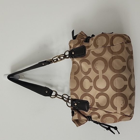 Coach Kristi Siganature Ott Hobo Bag Tan and Black Shoulder Bag - Picture 6 of 16